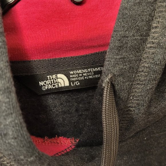 LIKE NEW WOMEN'S THE NORTH FACE HOODIE SWEATSHIRT PULLOVER LARGE GRAY PINK - Picture 3 of 3